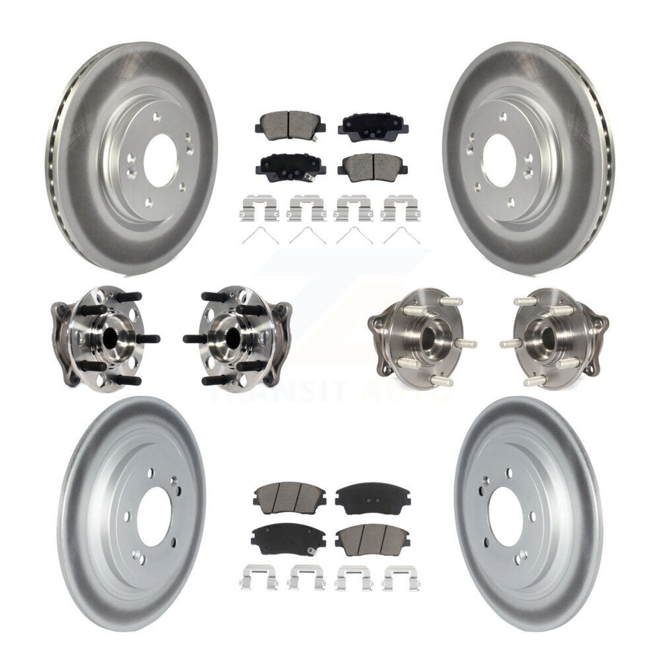 Front Rear Hub Bearing Coated Brake Rotor Pads Kit (10Pc) For Kia Sportage Hyundai Tucson KBB-123081