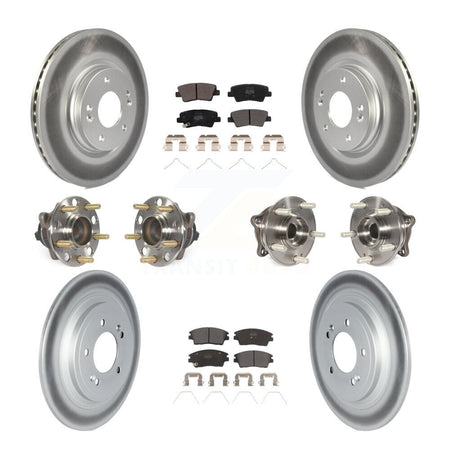 Front Rear Hub Bearing Coated Brake Rotor Pads Kit (10Pc) For Kia Sportage Hyundai Tucson KBB-123087