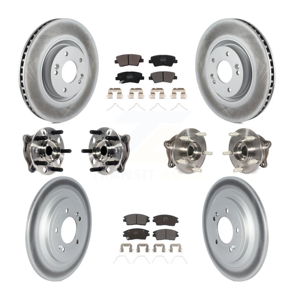 Front Rear Hub Bearings Coated Disc Brake Rotors And Pads Kit (10Pc) For Kia Sportage KBB-123089
