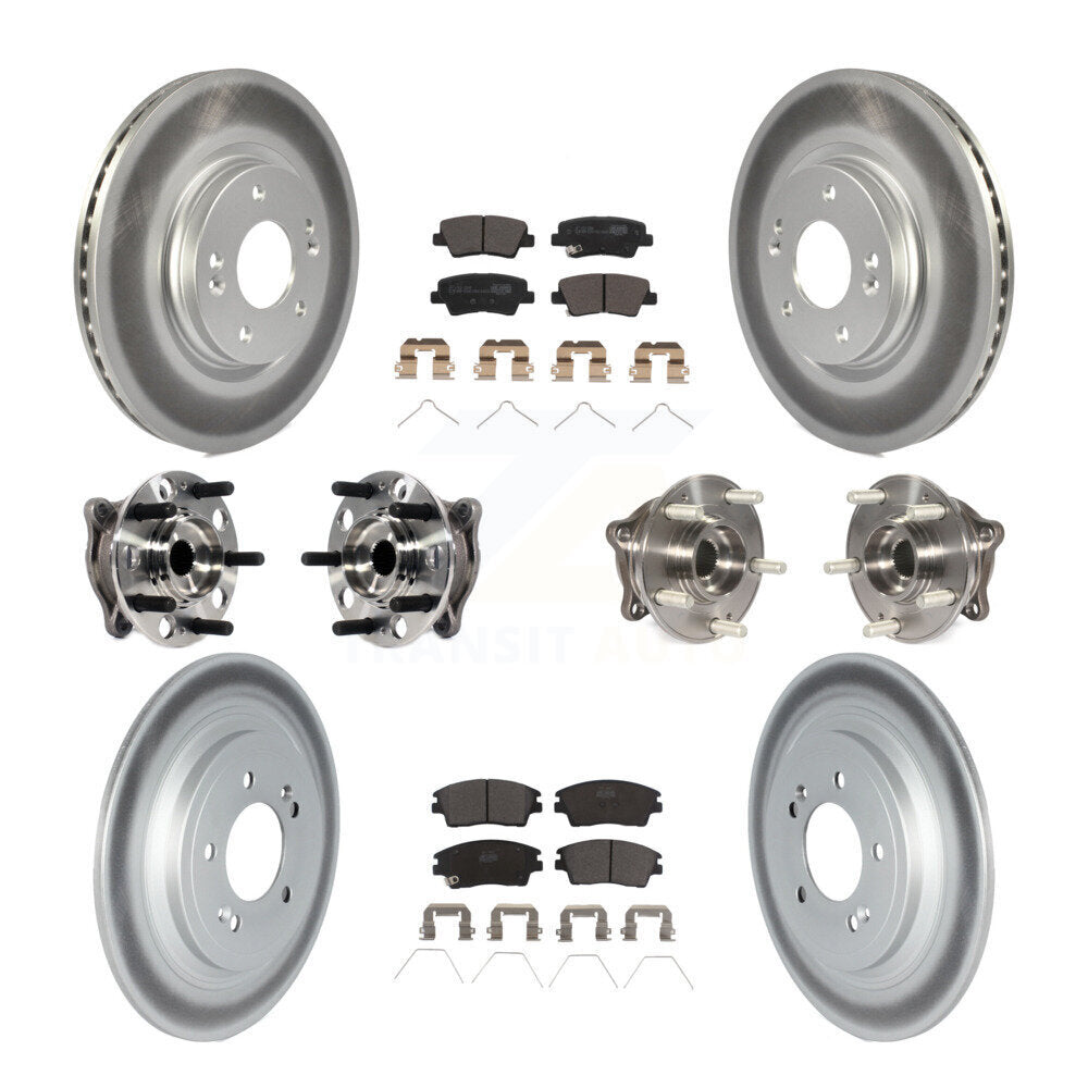 Front Rear Hub Bearing Coated Brake Rotor Pads Kit (10Pc) For Kia Sportage Hyundai Tucson KBB-123099