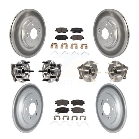 Front Rear Hub Bearing Coated Brake Rotor Pads Kit (10Pc) For Kia Sportage Hyundai Tucson KBB-123099