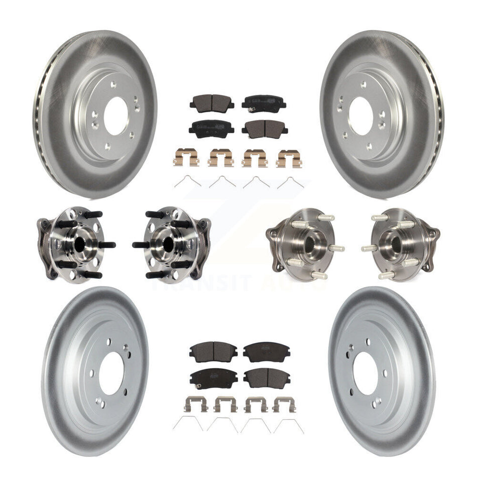 Front Rear Hub Bearing Coated Brake Rotor Pads Kit (10Pc) For Kia Sportage Hyundai Tucson KBB-123099