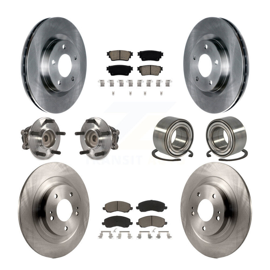 Front Rear Hub Bearing Brake Rotor Pads Kit (10Pc) For 2017-2020 Mitsubishi Outlander FWD KBB-123119