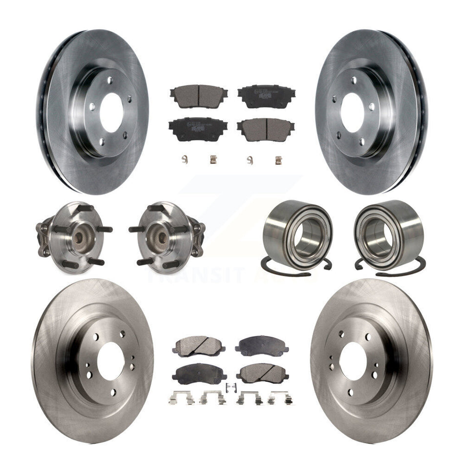 Front Rear Hub Bearing Brake Rotor Pads Kit (10Pc) For 2017-2020 Mitsubishi Outlander FWD KBB-123122