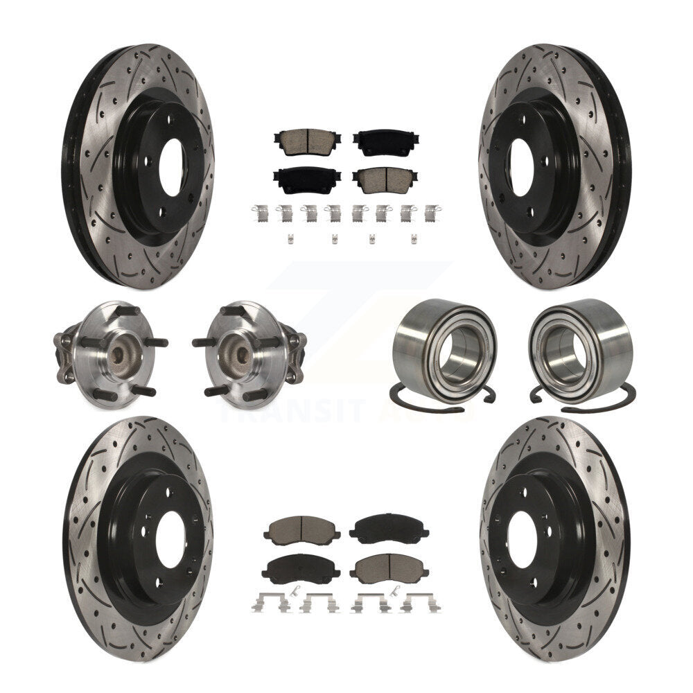 Front Rear Hub Bearing Coat Brake Rotor Pad Kit (10Pc) For 17-20 Mitsubishi Outlander FWD KBB-123123