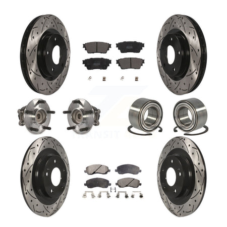 Front Rear Hub Bearing Coat Brake Rotor Pad Kit (10Pc) For 17-20 Mitsubishi Outlander FWD KBB-123124