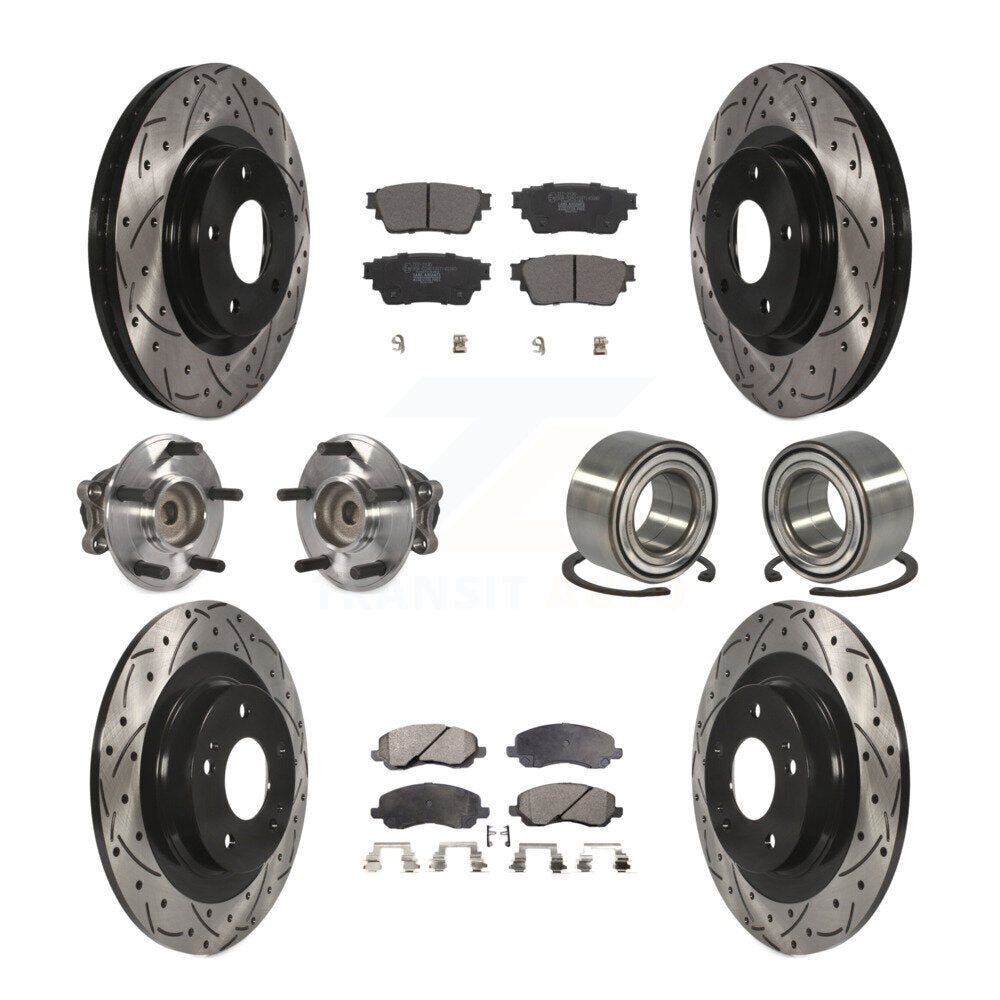 Front Rear Hub Bearing Coat Brake Rotor Pad Kit (10Pc) For 17-20 Mitsubishi Outlander FWD KBB-123127