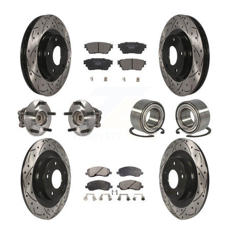 Front Rear Hub Bearing Coat Brake Rotor Pad Kit (10Pc) For 17-20 Mitsubishi Outlander FWD KBB-123127