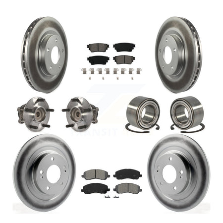Front Rear Hub Bearing Coat Brake Rotor Pad Kit (10Pc) For 17-20 Mitsubishi Outlander FWD KBB-123132