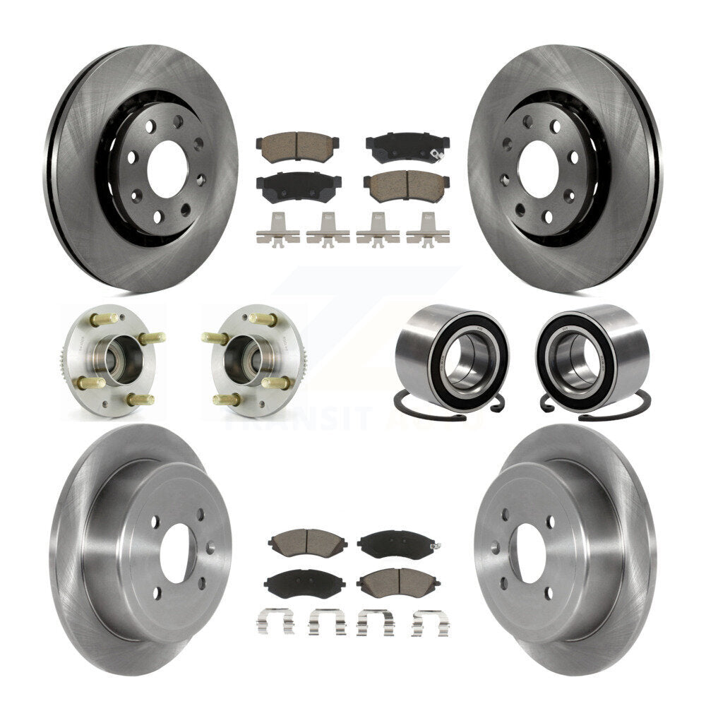 Front Rear Hub Bearing Brake Rotor Pads Kit (10Pc) For Chevrolet Spark With ABS Tone Ring KBB-123145