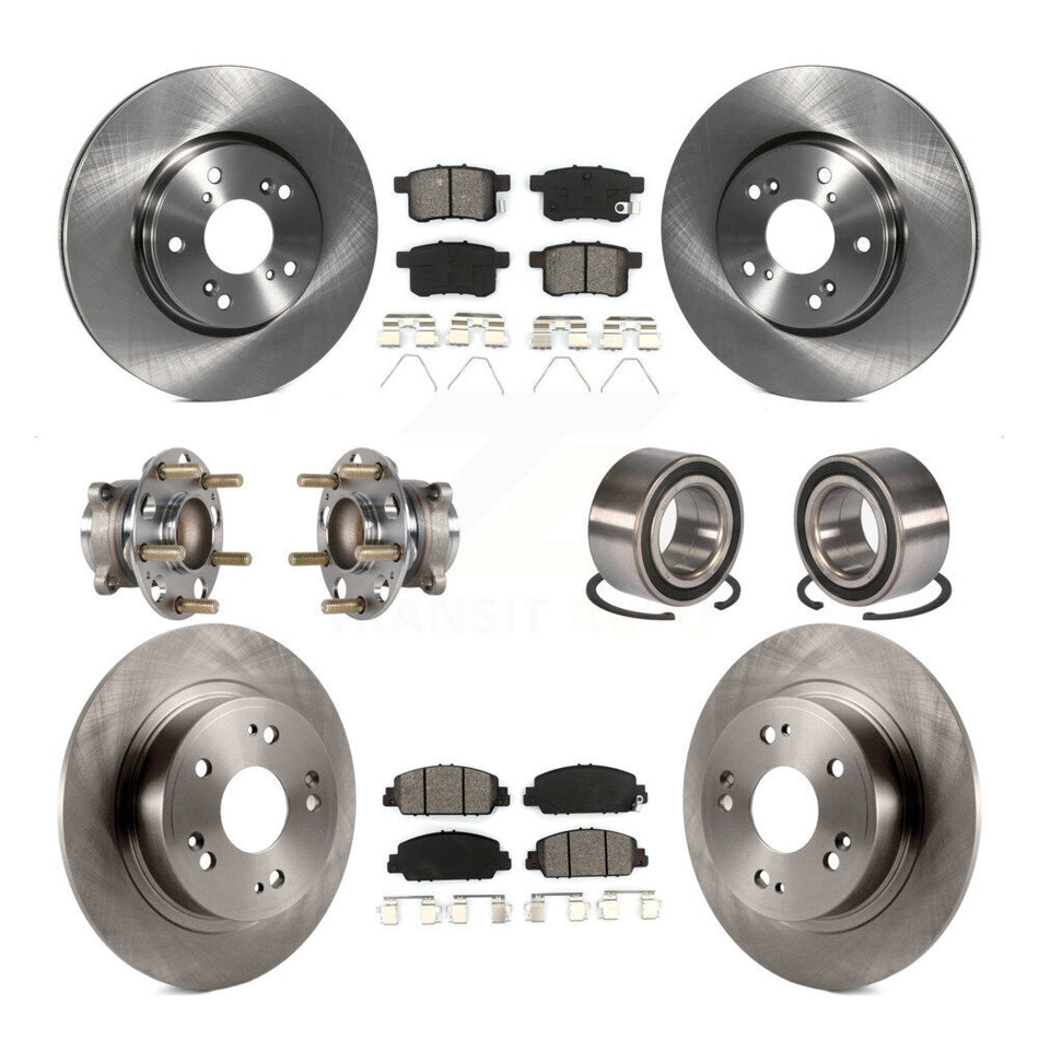 Front Rear Wheel Hub Bearings Assembly Disc Brake Rotors And Semi-Metallic Pads Kit (10Pc) For 2016-2017 Honda Accord EX-L with 3.5L KBB-123162