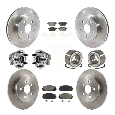 Front Rear Wheel Hub Bearing Disc Brake Rotors And Pads Kit (10Pc) For Toyota Prius Prime KBB-123165