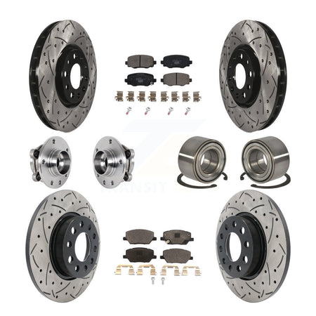 Front Rear Hub Bearing Coated Disc Brake Rotor Pad Kit (10Pc) For 2016-2018 Fiat 500X AWD KBB-123221