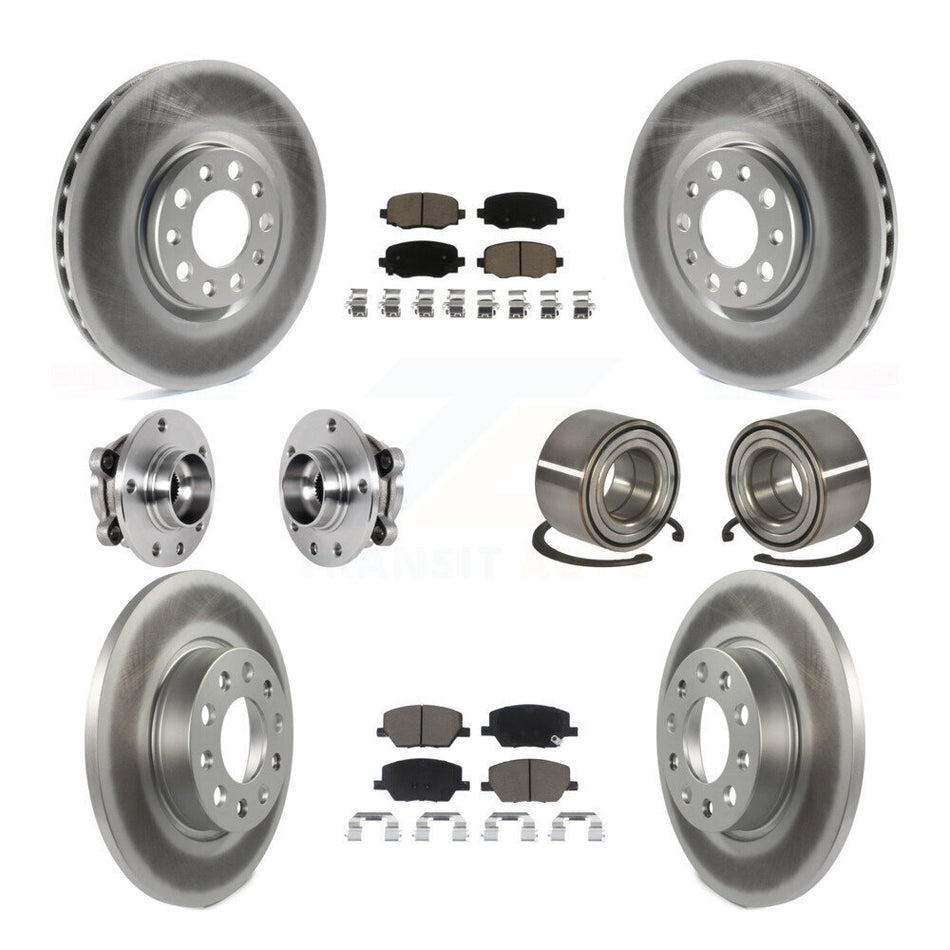 Front Rear Hub Bearing Coated Disc Brake Rotor Pad Kit (10Pc) For 2016-2018 Fiat 500X AWD KBB-123240