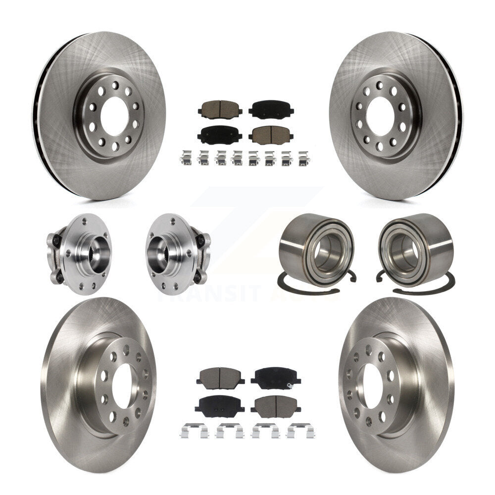 Front Rear Hub Bearings Disc Brake Rotors And Pads Kit (10Pc) For 2016-2018 Fiat 500X AWD KBB-123280