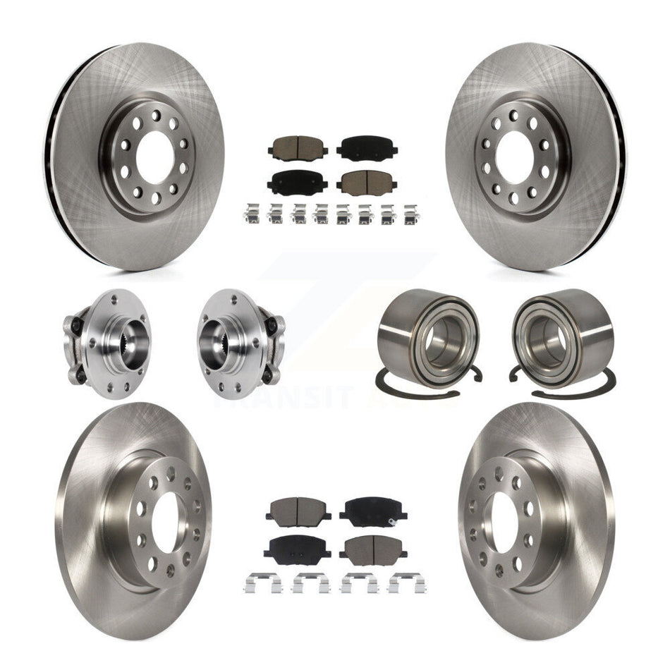 Front Rear Hub Bearings Disc Brake Rotors And Pads Kit (10Pc) For 2016-2018 Fiat 500X AWD KBB-123280