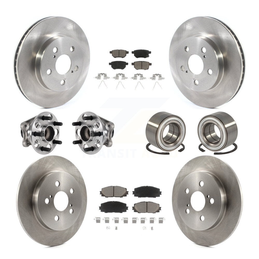 Front Rear Hub Bearing Disc Brake Rotor And Ceramic Pad Kit (10Pc) For Toyota Prius Prime KBB-123290