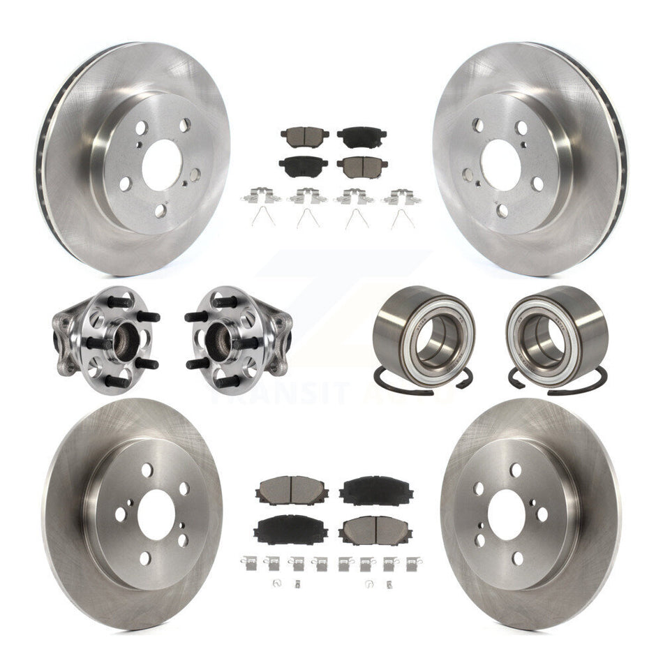 Front Rear Hub Bearing Disc Brake Rotor And Ceramic Pad Kit (10Pc) For Toyota Prius Prime KBB-123290