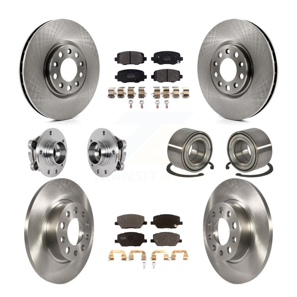 Front Rear Hub Bearings Disc Brake Rotors And Pads Kit (10Pc) For 2016-2018 Fiat 500X AWD KBB-123304