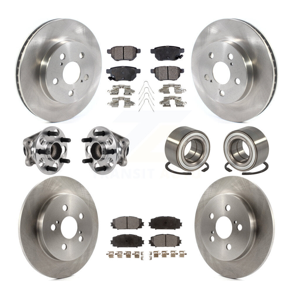 Front Rear Hub Bearing Disc Brake Rotor And Ceramic Pad Kit (10Pc) For Toyota Prius Prime KBB-123309