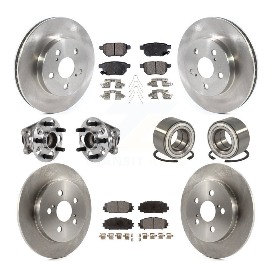 Front Rear Hub Bearing Disc Brake Rotor And Ceramic Pad Kit (10Pc) For Toyota Prius Prime KBB-123309