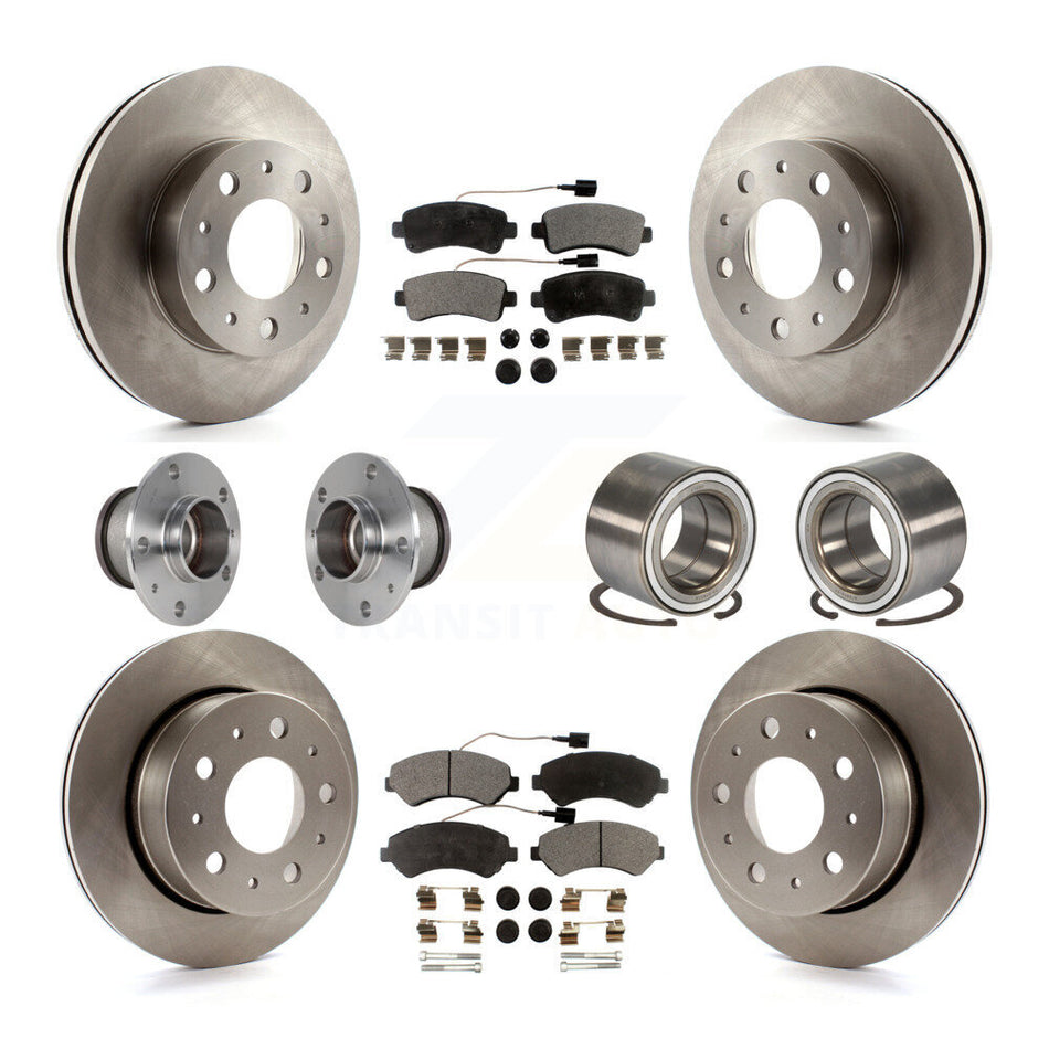 Front Rear Wheel Hub Bearings Assembly Disc Brake Rotors And Ceramic Pads Kit (10Pc) For Ram ProMaster 1500 2500 3500 KBB-123318