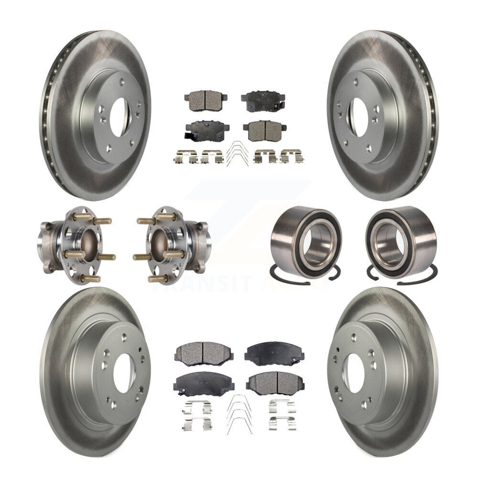 Front Rear Wheel Hub Bearings Assembly Coated Disc Brake Rotors And Semi-Metallic Pads Kit (10Pc) For Honda Accord KBB-123337