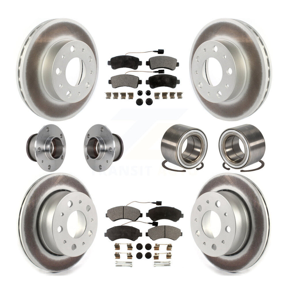 Front Rear Wheel Hub Bearings Assembly Coated Disc Brake Rotors And Semi-Metallic Pads Kit (10Pc) For Ram ProMaster 1500 2500 3500 KBB-123340