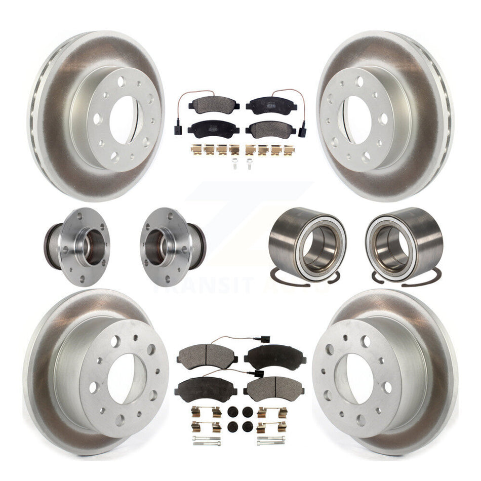 Front Rear Wheel Hub Bearings Assembly Coated Disc Brake Rotors And Semi-Metallic Pads Kit (10Pc) For Ram ProMaster 1500 2500 3500 KBB-123342