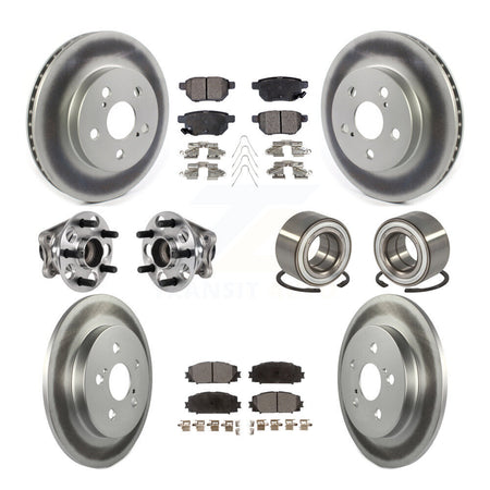 Front Rear Hub Bearing Coated Disc Brake Rotor And Pads Kit (10Pc) For Toyota Prius Prime KBB-123345