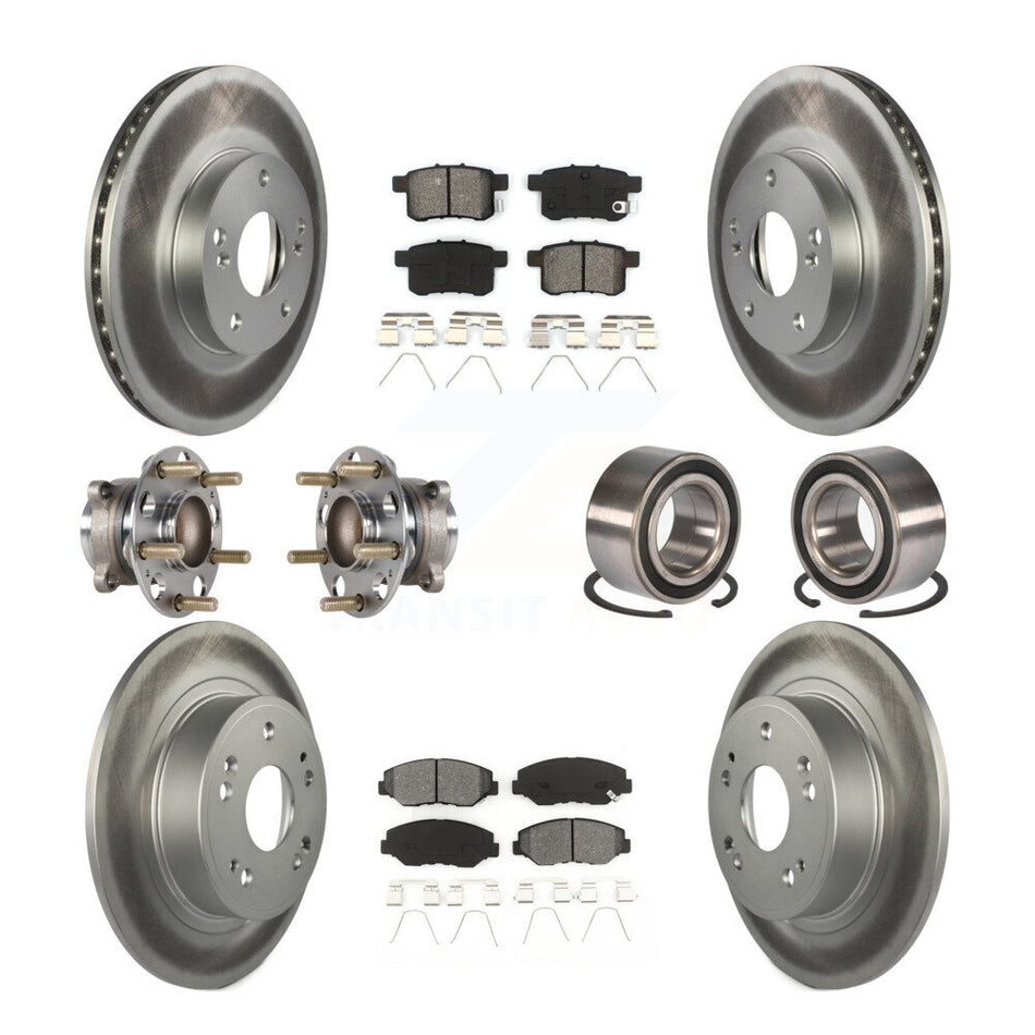Front Rear Wheel Hub Bearings Assembly Coated Disc Brake Rotors And Semi-Metallic Pads Kit (10Pc) For Honda Accord KBB-123351