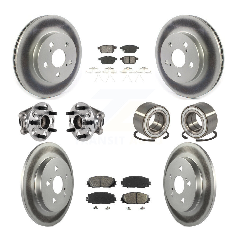 Front Rear Hub Bearing Coated Disc Brake Rotor And Pads Kit (10Pc) For Toyota Prius Prime KBB-123361