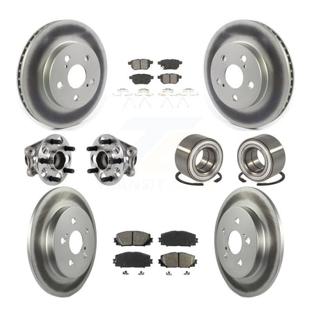 Front Rear Hub Bearing Coated Disc Brake Rotor And Pads Kit (10Pc) For Toyota Prius Prime KBB-123361