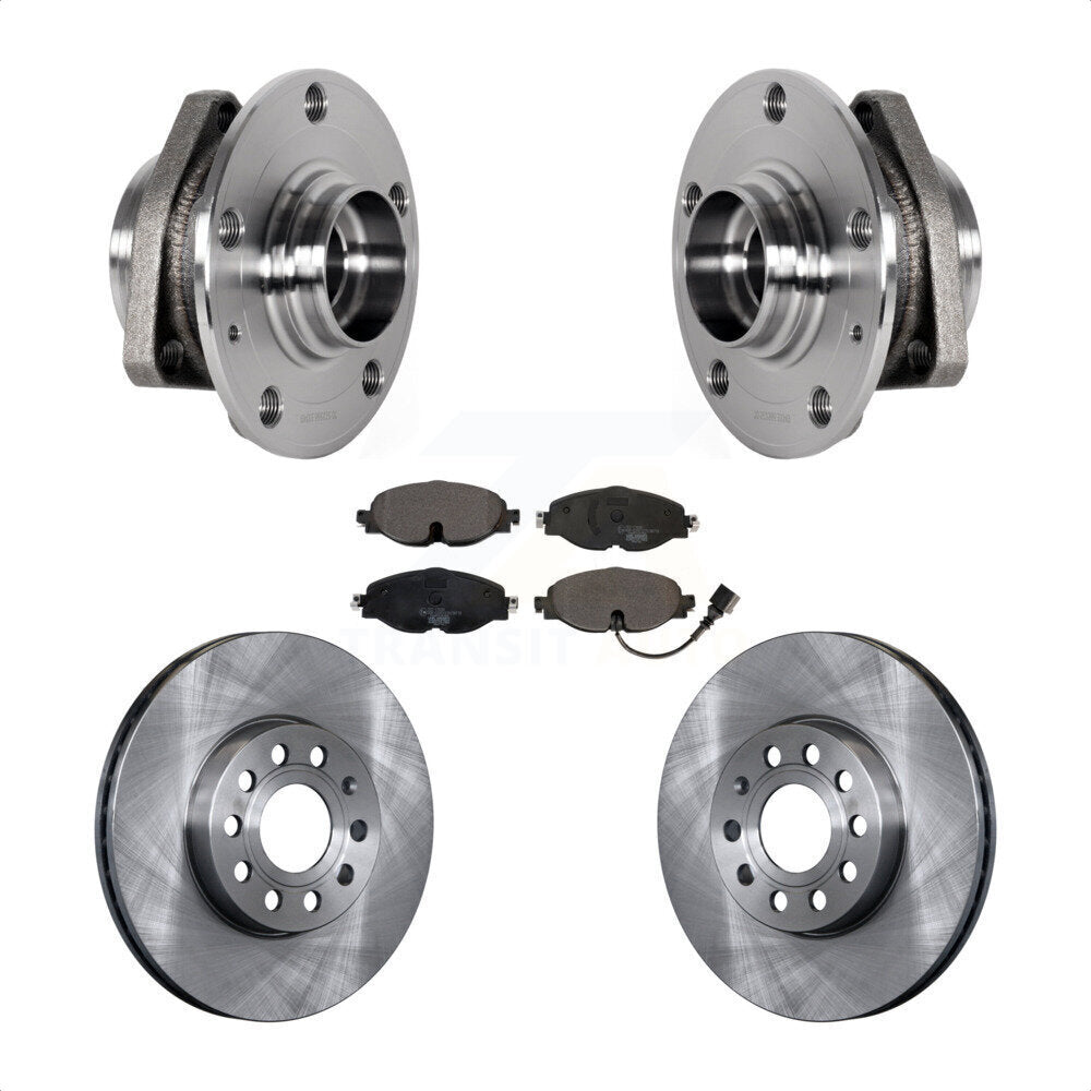 Front Hub Bearing Brake Rotor Pads Kit For 2016 Audi A3 2.0L With 80mm Pilot Diameter KBB-123394