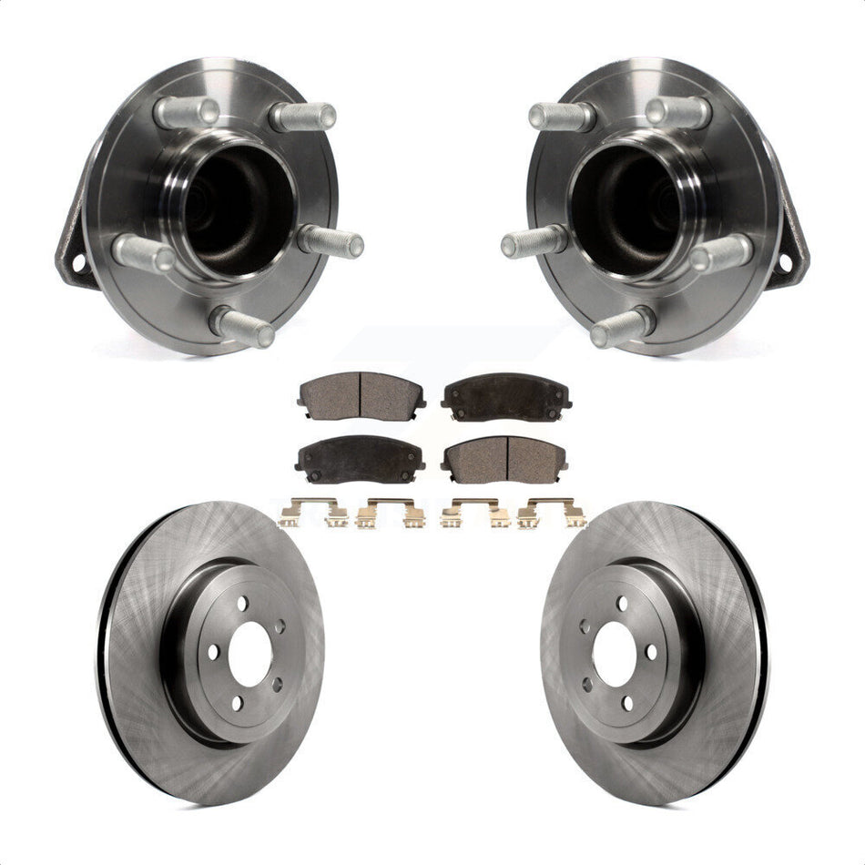 Front Hub Bearing Assembly With Disc Brake Rotors And Semi-Metallic Pads Kit For 2015-2018 Dodge Charger RWD with 3.6L 345mm Diameter Rotor KBB-123427