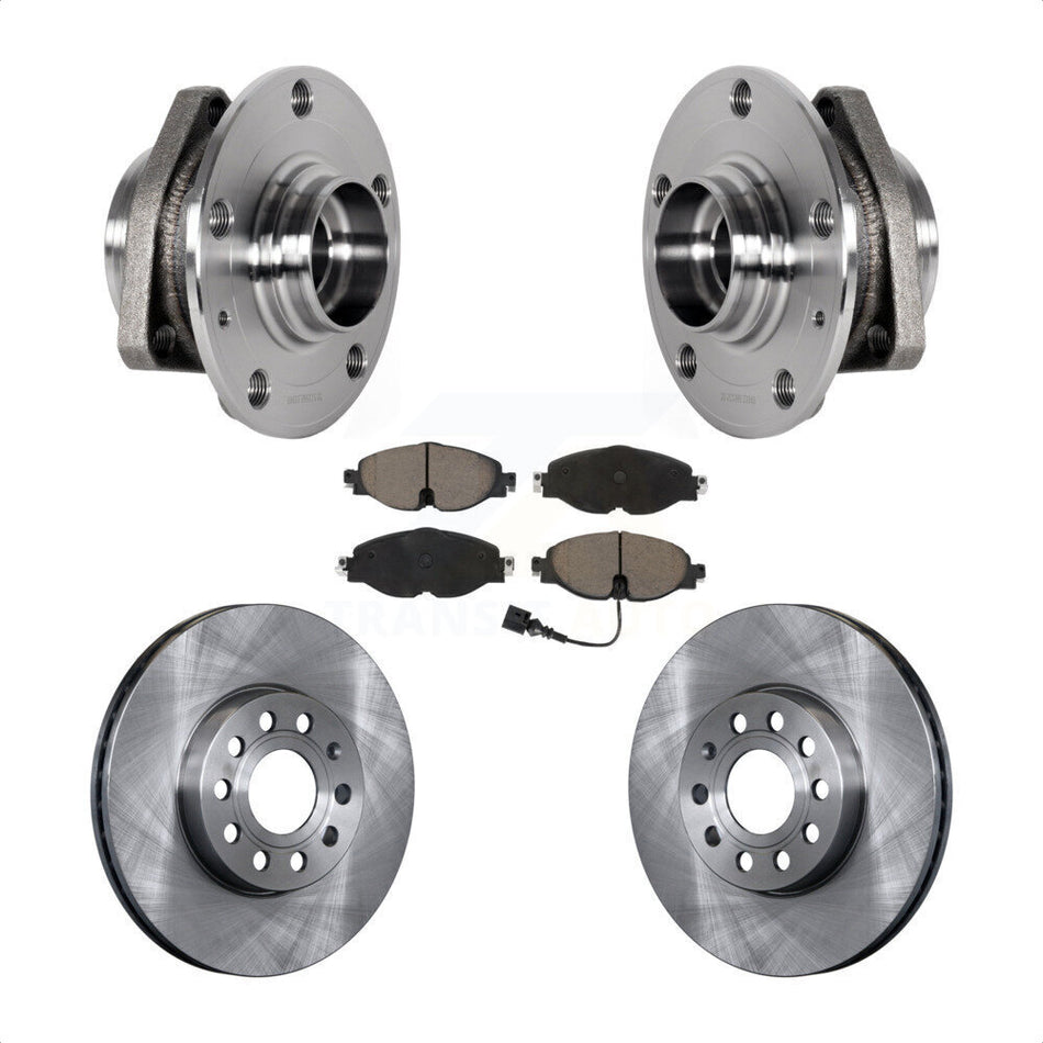 Front Hub Bearing Brake Rotor Pads Kit For 2016 Audi A3 2.0L With 80mm Pilot Diameter KBB-123447