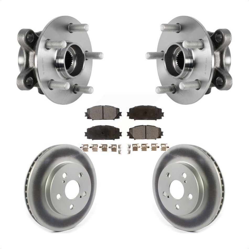 Front Hub Bearing Assembly With Coated Disc Brake Rotors And Ceramic Pads Kit For Toyota Prius Corolla Prime AWD-e KBB-123471