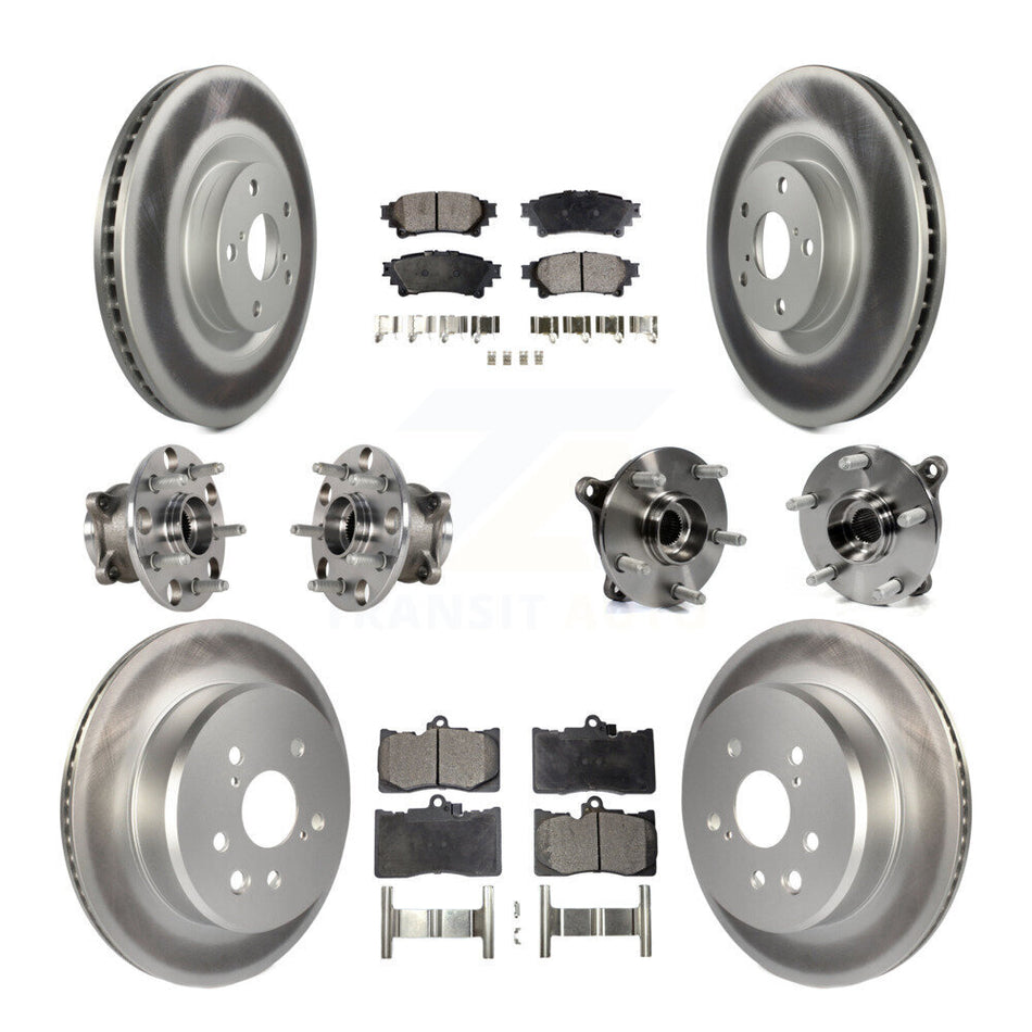 Front Rear Hub Bearings Assembly Coated Disc Brake Rotors And Ceramic Pads Kit (10Pc) For Lexus GS350 IS300 IS350 RC350 RC300 KBB-123484