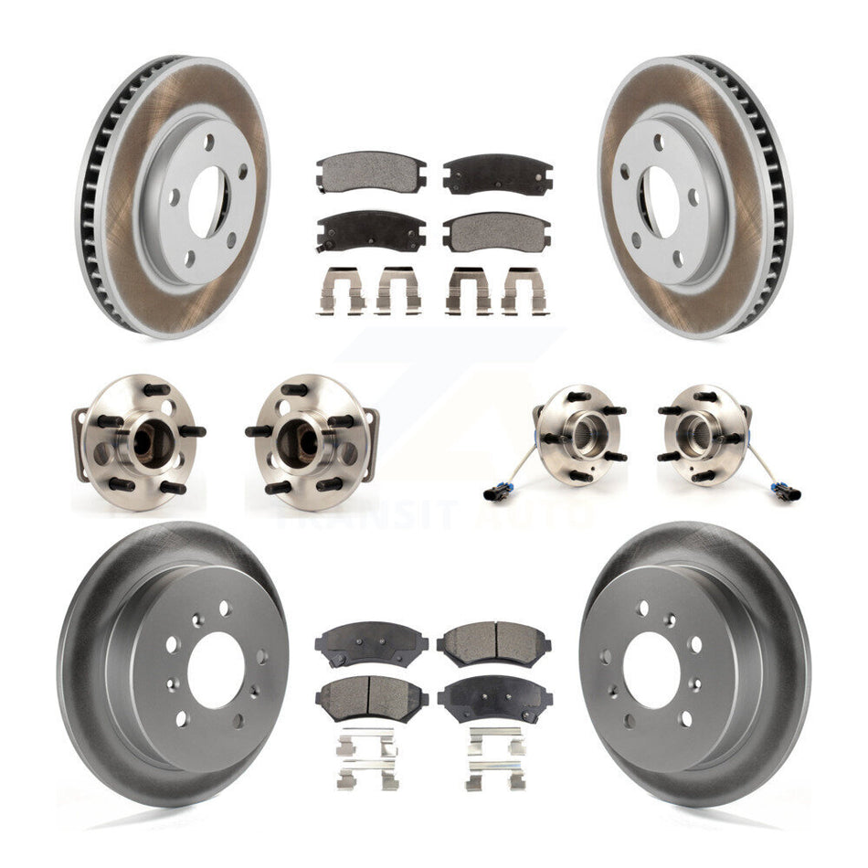 Front Rear Hub Bearing Coated Disc Brake Rotor And Ceramic Pad Kit (10Pc) For Pontiac Buick Grand Prix Chevrolet Venture Regal Century Oldsmobile Intrigue Montana Trans Sport KBB-123493