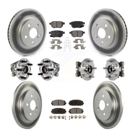 Front Rear Hub Bearing Coated Disc Brake Rotor And Pads Kit (10Pc) For Toyota Prius Prime KBB-123494
