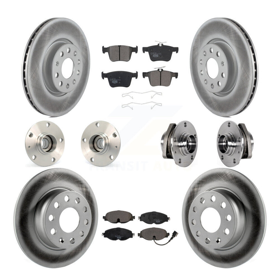 Front Rear Hub Bearing Coated Brake Rotor And Pad Kit (10Pc) For Audi A3 Sportback e-tron KBB-123504