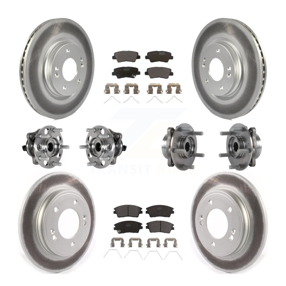 Front Rear Hub Bearing Coat Brake Rotor Pad Kit (10Pc) For 2017-2020 Hyundai Elantra 1.6L KBB-123509