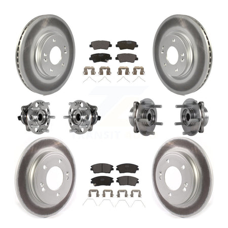 Front Rear Hub Bearing Coat Brake Rotor Pad Kit (10Pc) For 2017-2020 Hyundai Elantra 1.6L KBB-123509