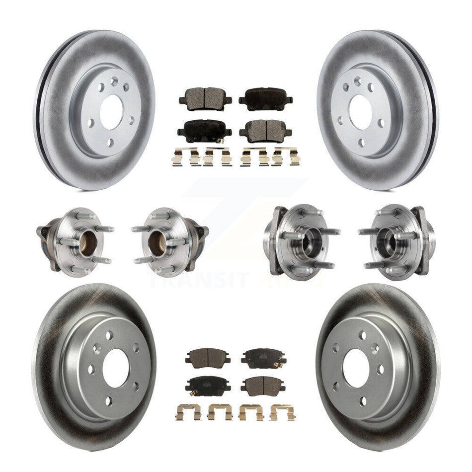 Front Rear Hub Bearings Assembly Coated Disc Brake Rotors And Ceramic Pads Kit (10Pc) For Chevrolet Volt Bolt EV KBB-123510