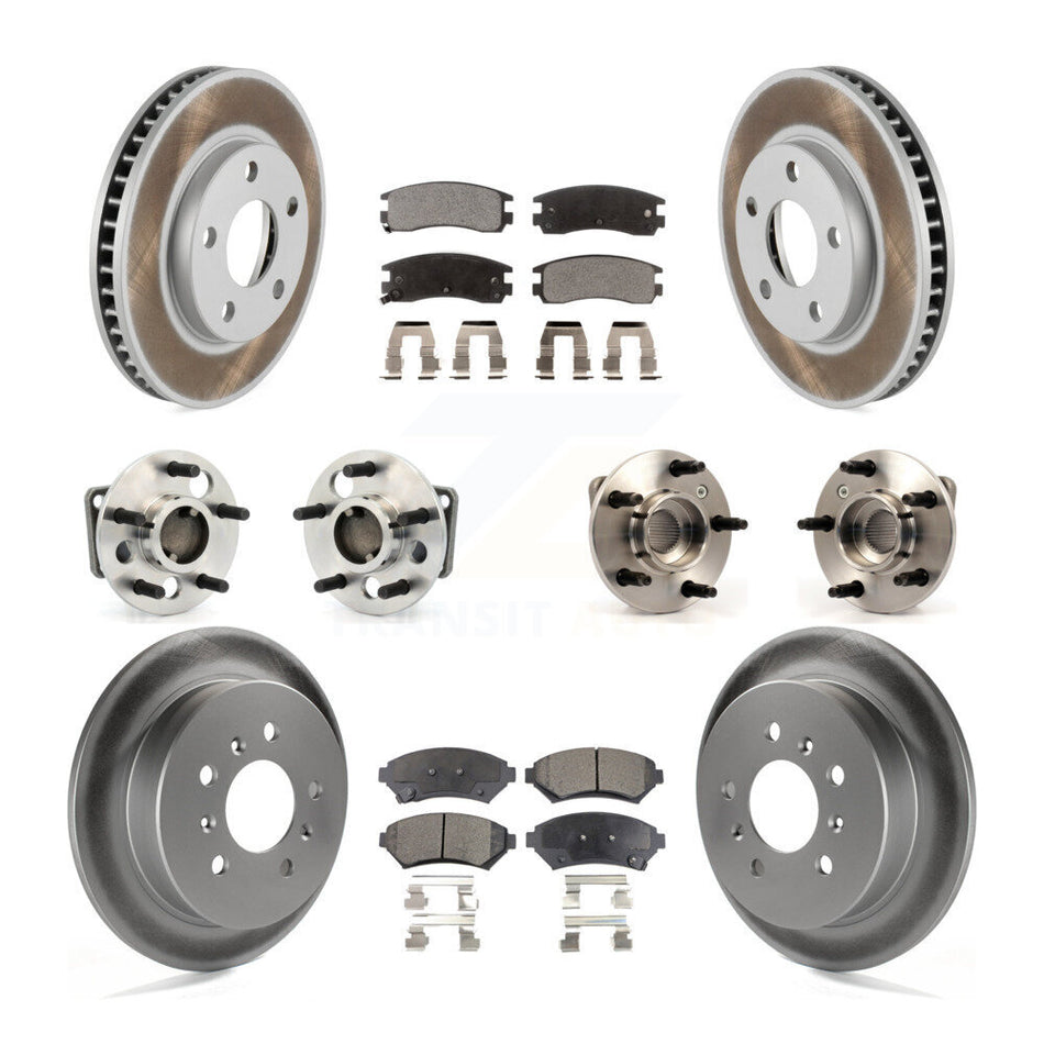 Front Rear Hub Bearings Assembly Coated Disc Brake Rotors And Ceramic Pads Kit (10Pc) For Buick Century Regal Pontiac Grand Prix Non-ABS KBB-123513