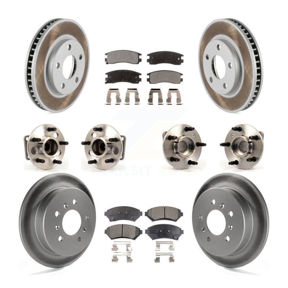 Front Rear Hub Bearings Assembly Coated Disc Brake Rotors And Ceramic Pads Kit (10Pc) For Chevrolet Venture KBB-123514