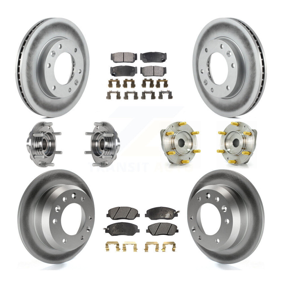 Front Rear Hub Bearings Assembly Coated Disc Brake Rotors And Ceramic Pads Kit (10Pc) For Kia Sedona Hyundai Entourage To 04/27/06 KBB-123518
