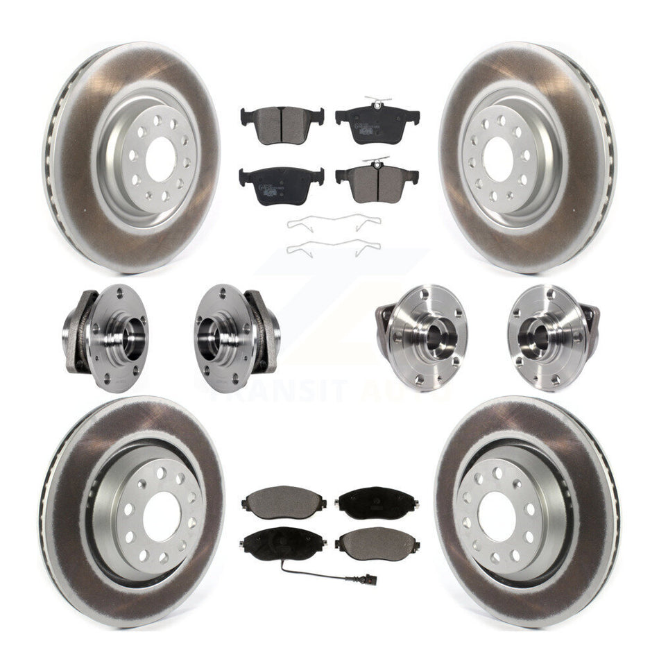 Front Rear Hub Bearing Coated Brake Rotor & Pads Kit (10Pc) For Volkswagen Golf R Audi S3 KBB-123519