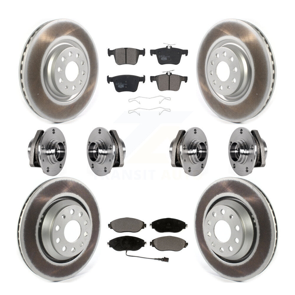 Front Rear Hub Bearings Coated Disc Brake Rotors And Ceramic Pads Kit (10Pc) For Audi S3 KBB-123520