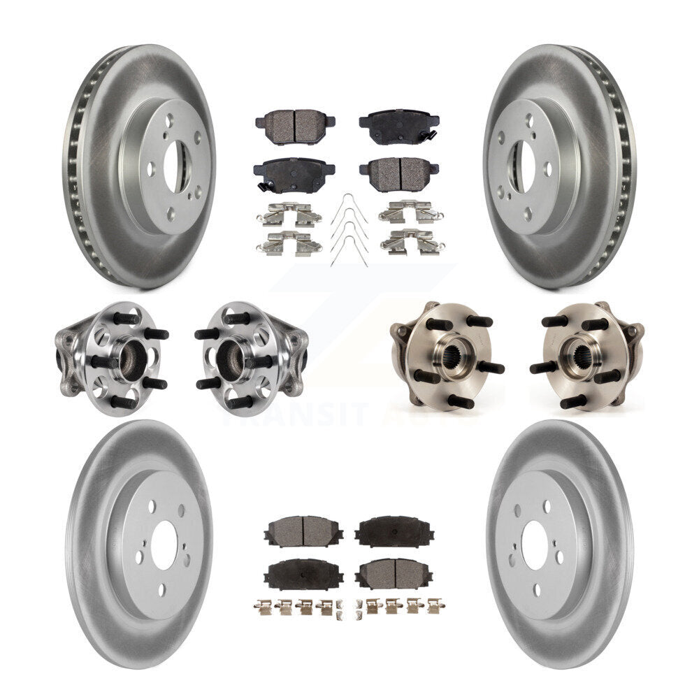 Front Rear Hub Bearings Coated Disc Brake Rotors And Pads Kit (10Pc) For Lexus CT200h KBB-123523